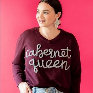 NWT Queen of Sparkles- Queen of Cabernet Sweater XL- Hard to find!